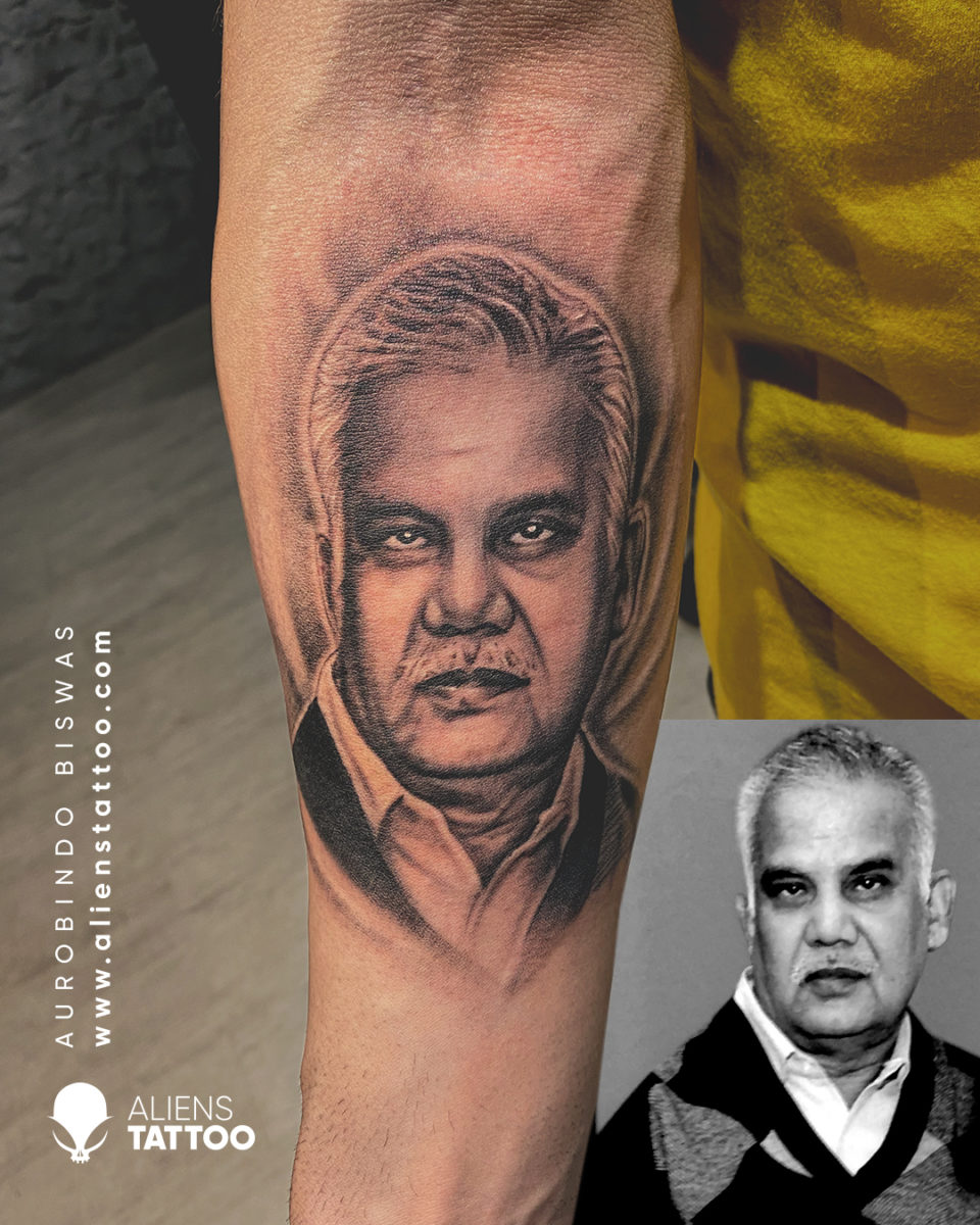 Father Portrait Tattoo by Aurobindo Biswas at Aliens Tattoo - Tattoo.com